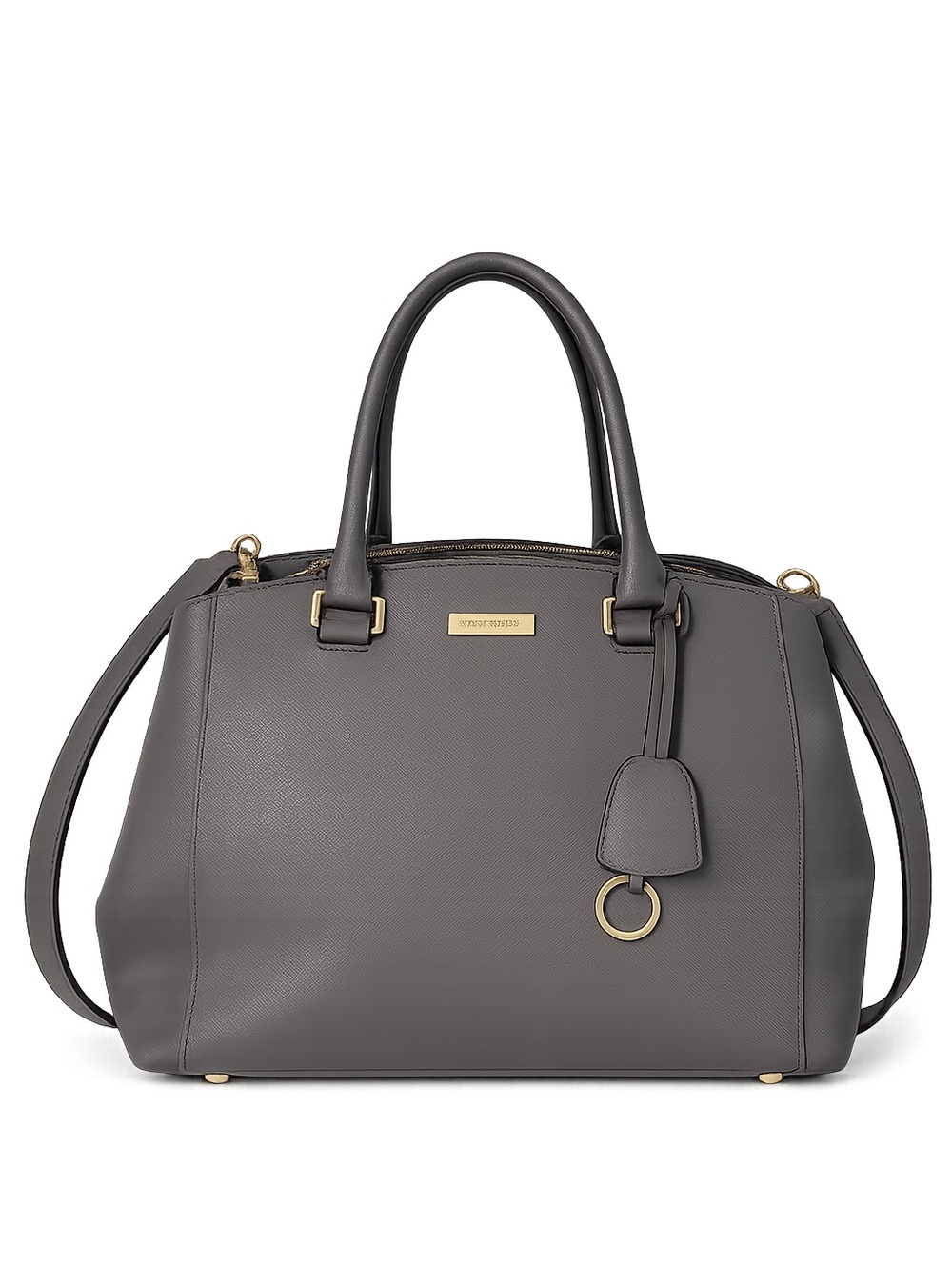 kate spade Gray Leather Satchel with Gold Hardware